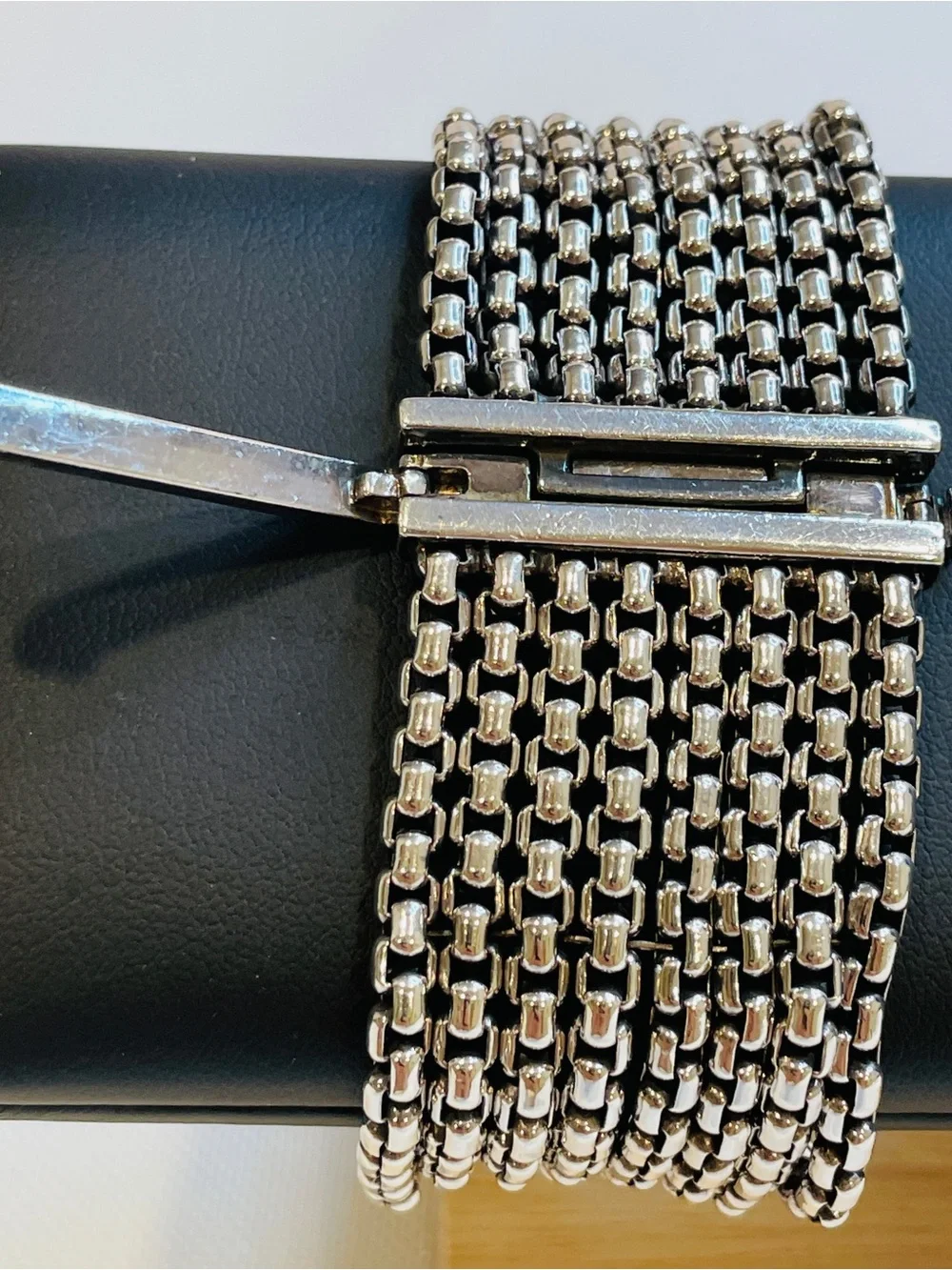 David Yurman Sterling Silver And Diamond Eight Row X Bracelet - Picture 10 of 12